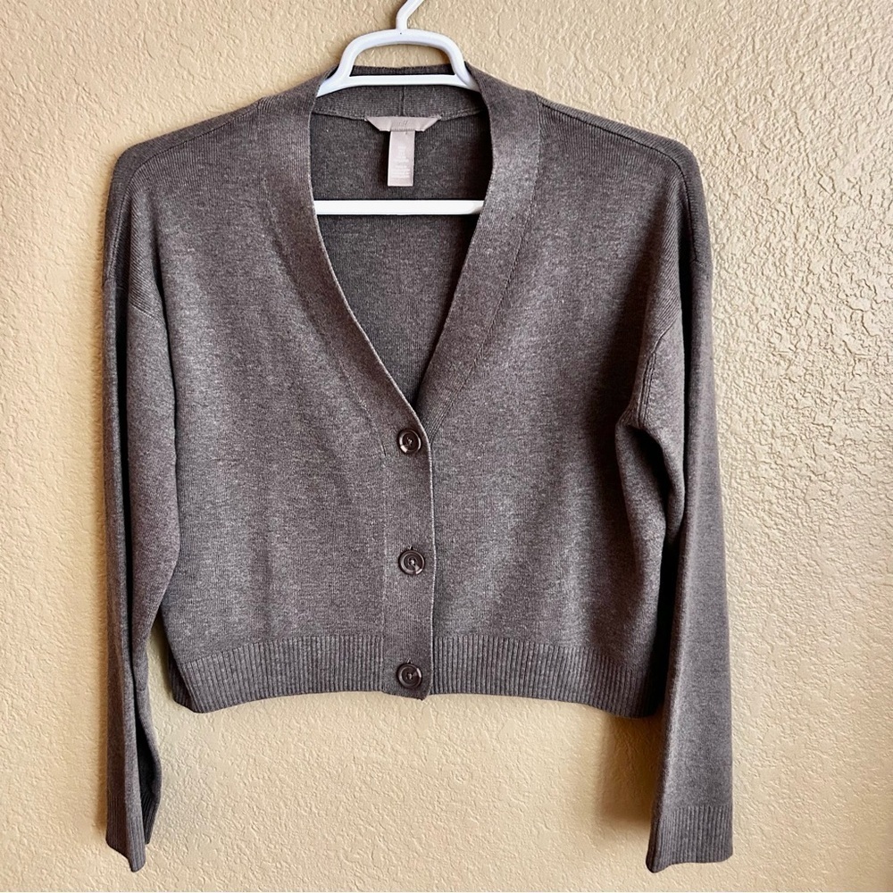 H&M Brown V Neck Cardigan Sweater